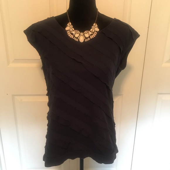 LOFT Tops - Medium Loft Navy Ruffle Tank